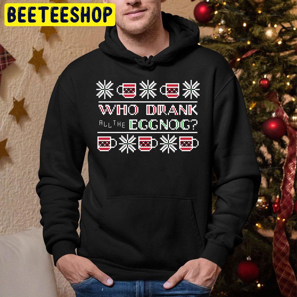 Who Drank All The Eggnog Knit Pattern Trending Unisex Hoodie