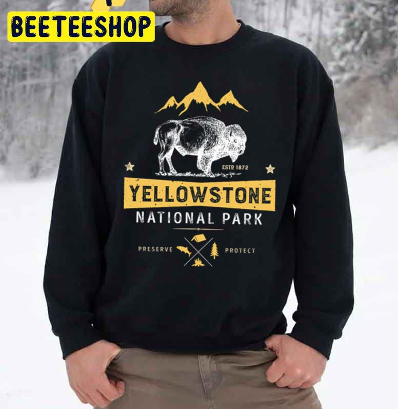 Yellowstone National Park Bison Buffalo Vintage Trending Unisex Sweatshirt