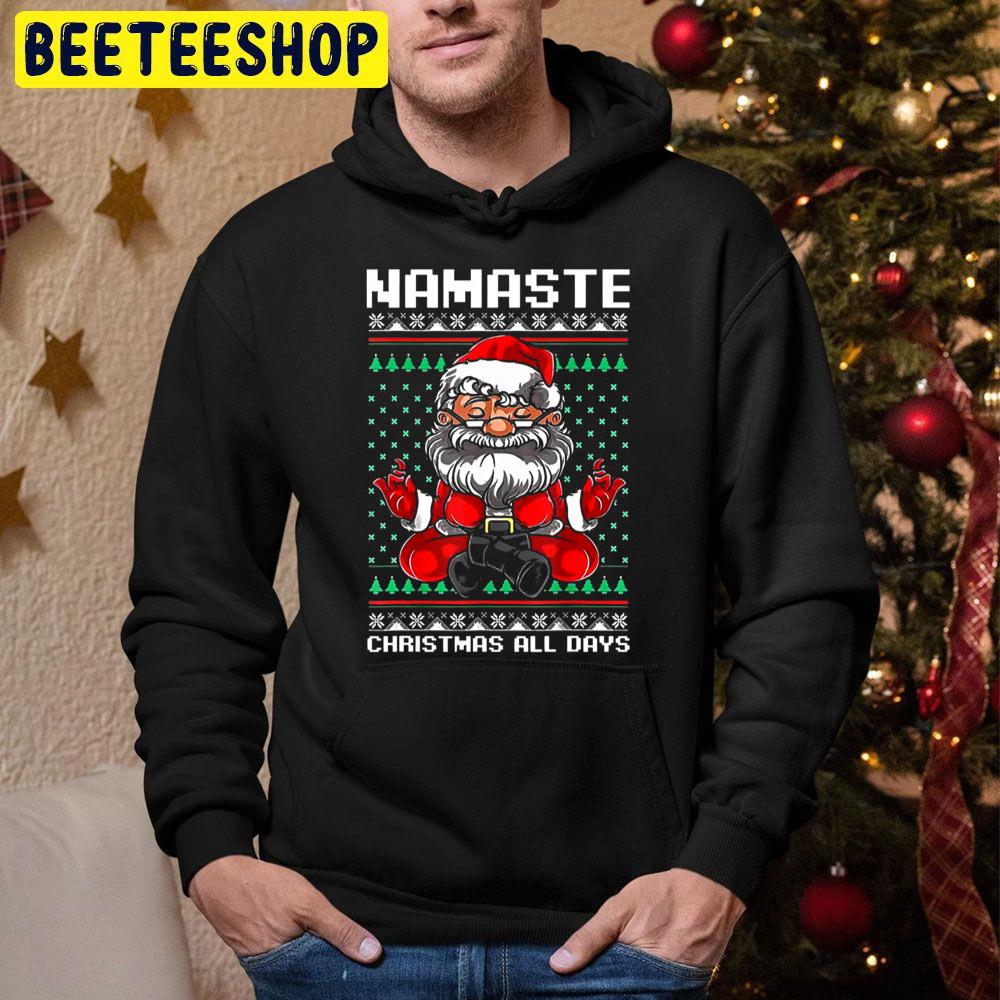 Yoga Namaste Christmas All Days Santa Knit Pattern Trending Unisex Hoodie