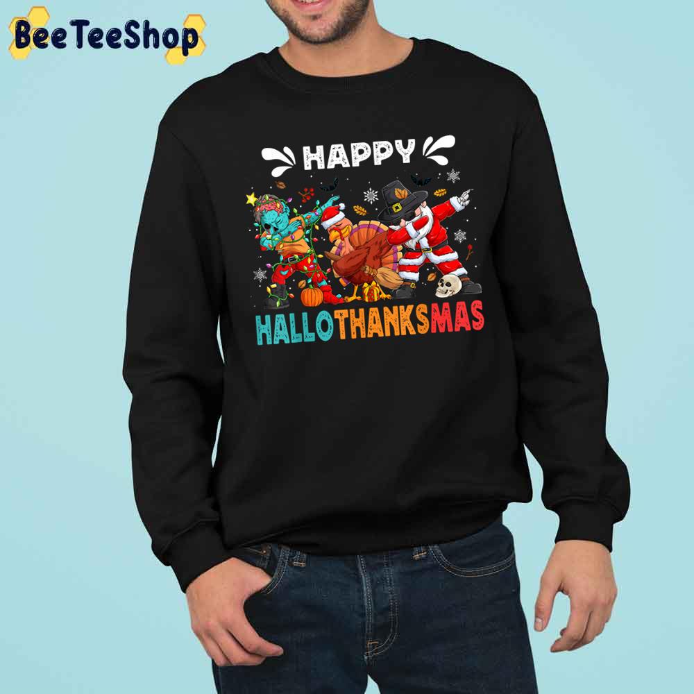 Zombie Turkey And Santa Halloween Thanksgiving Christmas Trending Unisex Sweatshirt