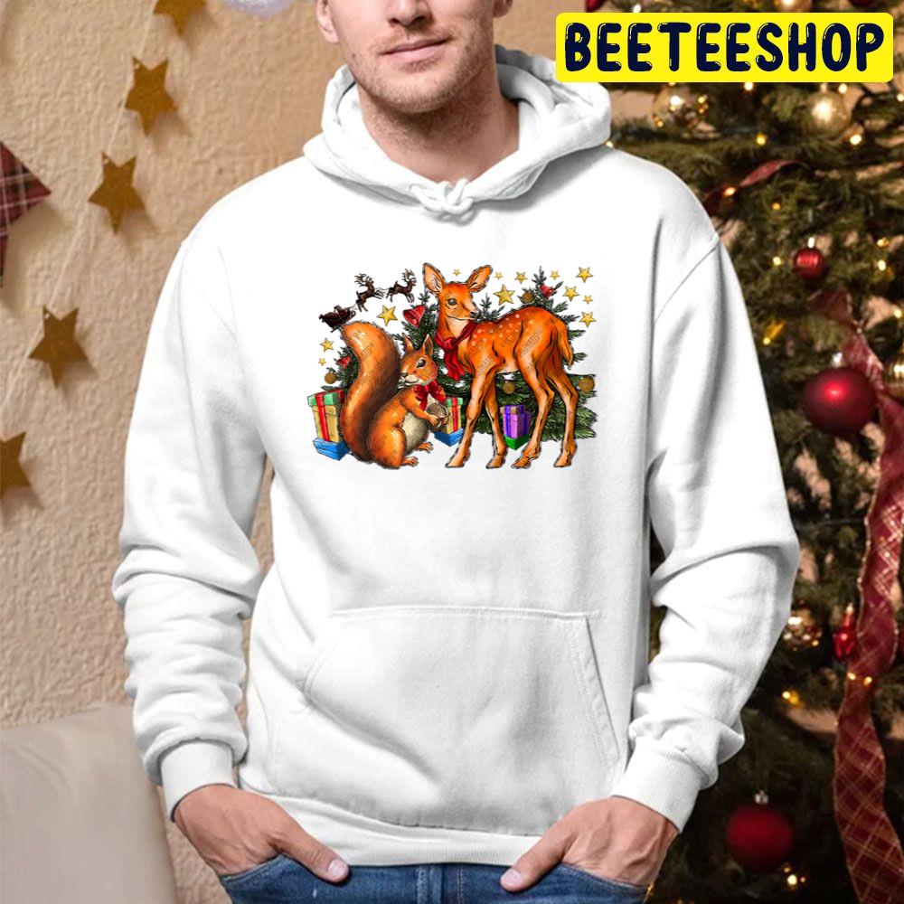 Animal Christmas Gazelle Squirrel Trending Unisex Hoodie