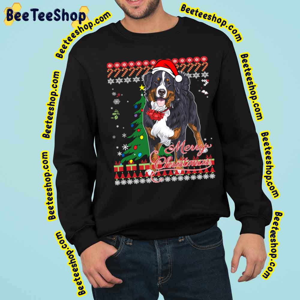 Bernese Mountain Dog Painting Art Christmas Cutie Trending Unisex Sweatshirt