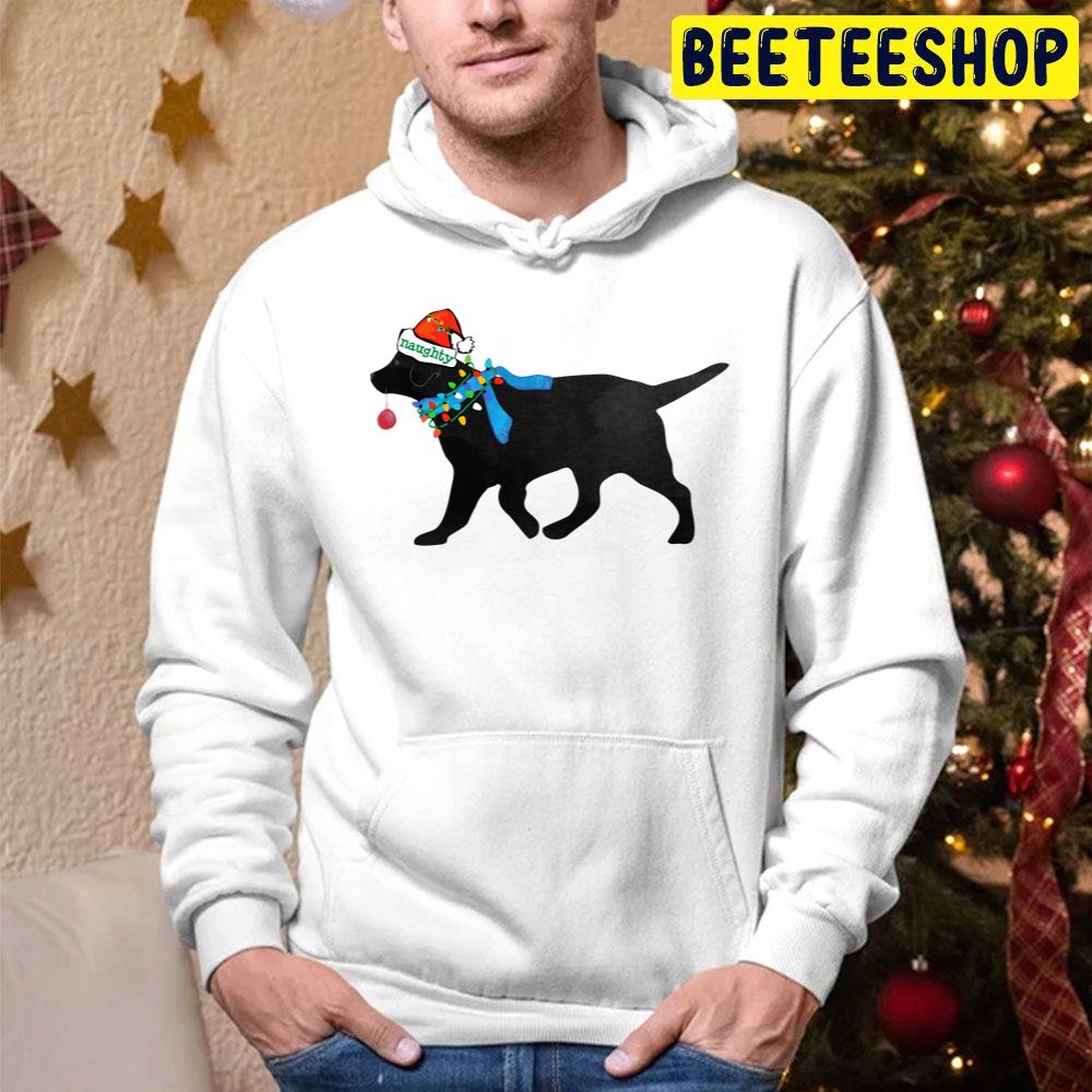 Black Lab Naughty Christmas Dog Cutie Art Trending Unisex Hoodie