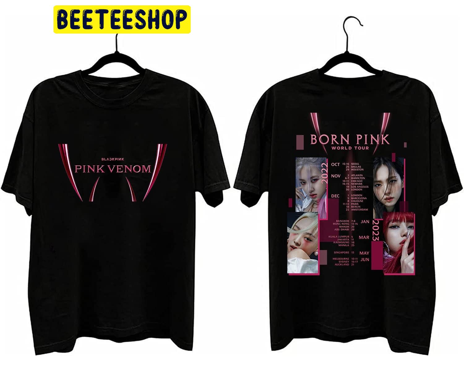 Black Pink Pink Verom Born Pink World Tour 2022 – 2023 Double Side Trending Unisex Shirt