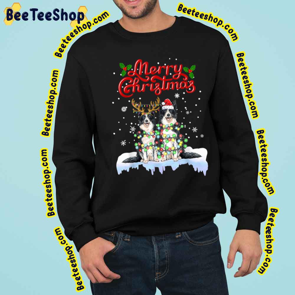 Border Collie Christmas Lights Funny Dog Matching Family Trending Unisex Sweatshirt