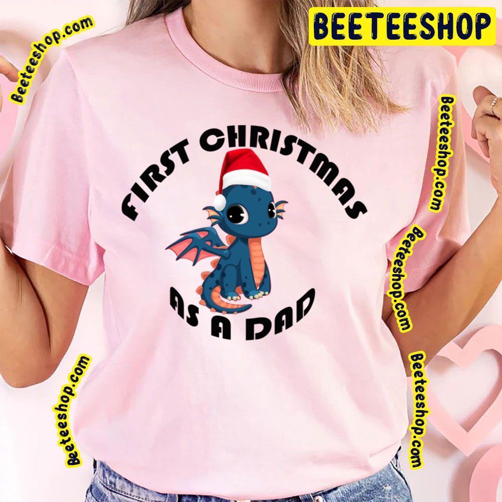 Cartoon Art First Christmas As A Dad Funny Trending Unisex T-Shirt