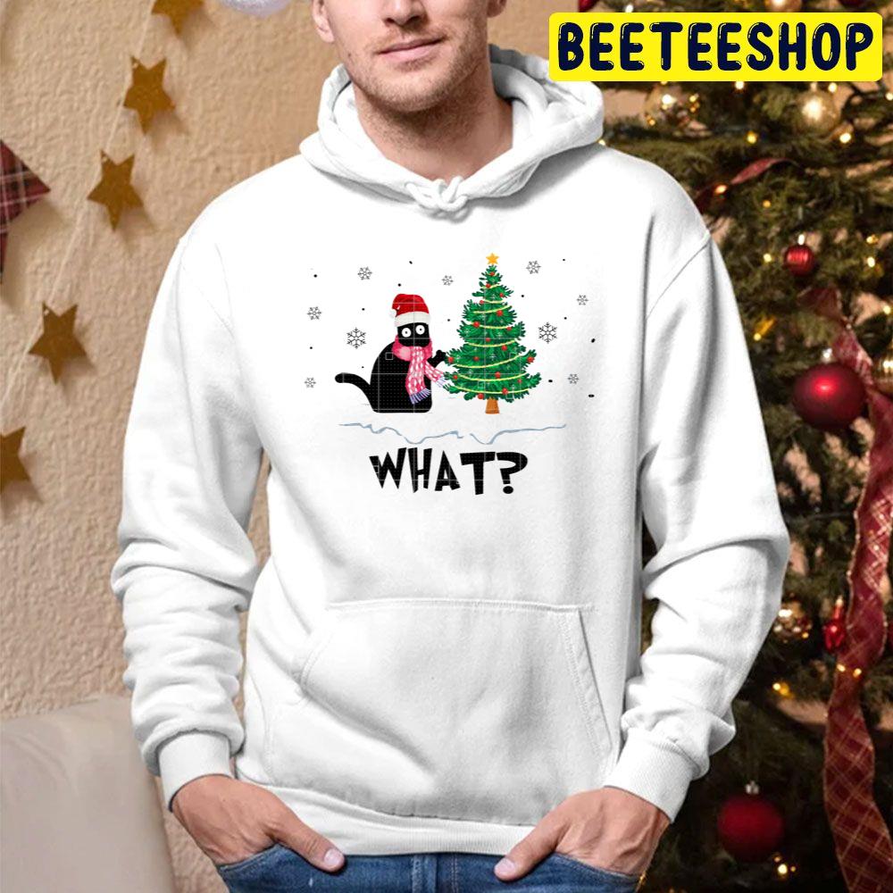 Cat What Christmas Tree Trending Unisex Hoodie