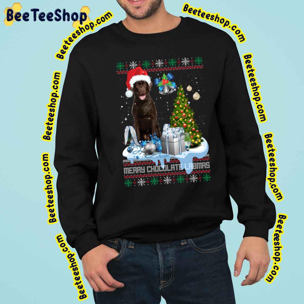 Chocolate Labrador Santa Hat Christmas Trending Unisex Sweatshirt