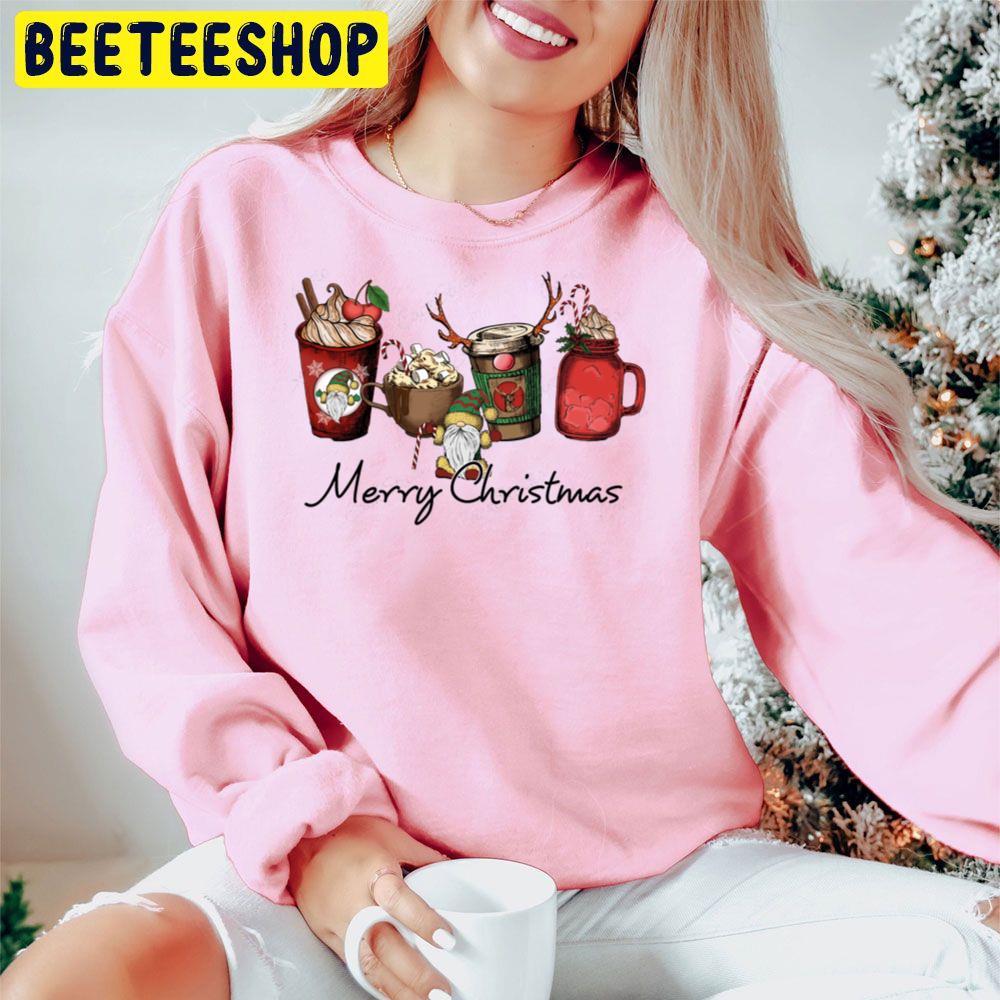 Christmas Coffee Iced Latte Peppermint Santa Sweets Red Berry Cream Snow Warn Cozy Winter Trending Unisex Hoodie