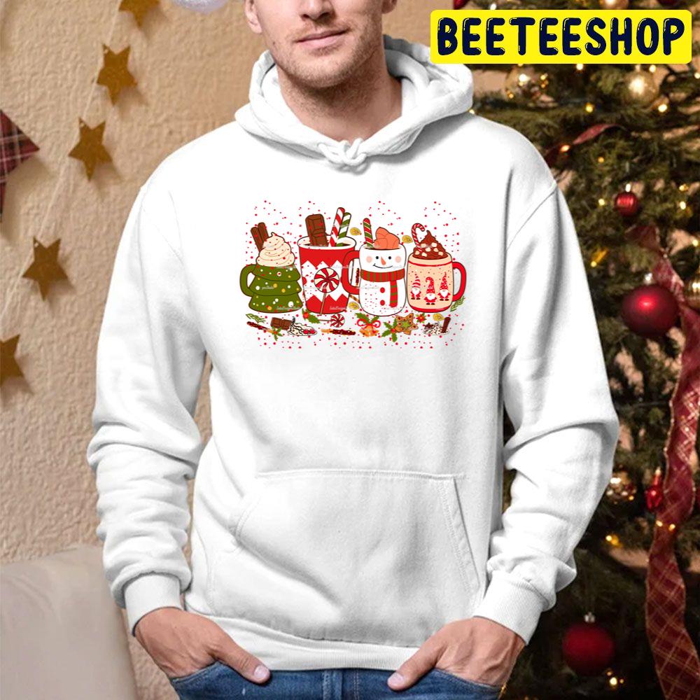 Christmas Coffee Peppermint Iced Latte Snowmen Sweets Cozy Winter Trending Unisex Hoodie