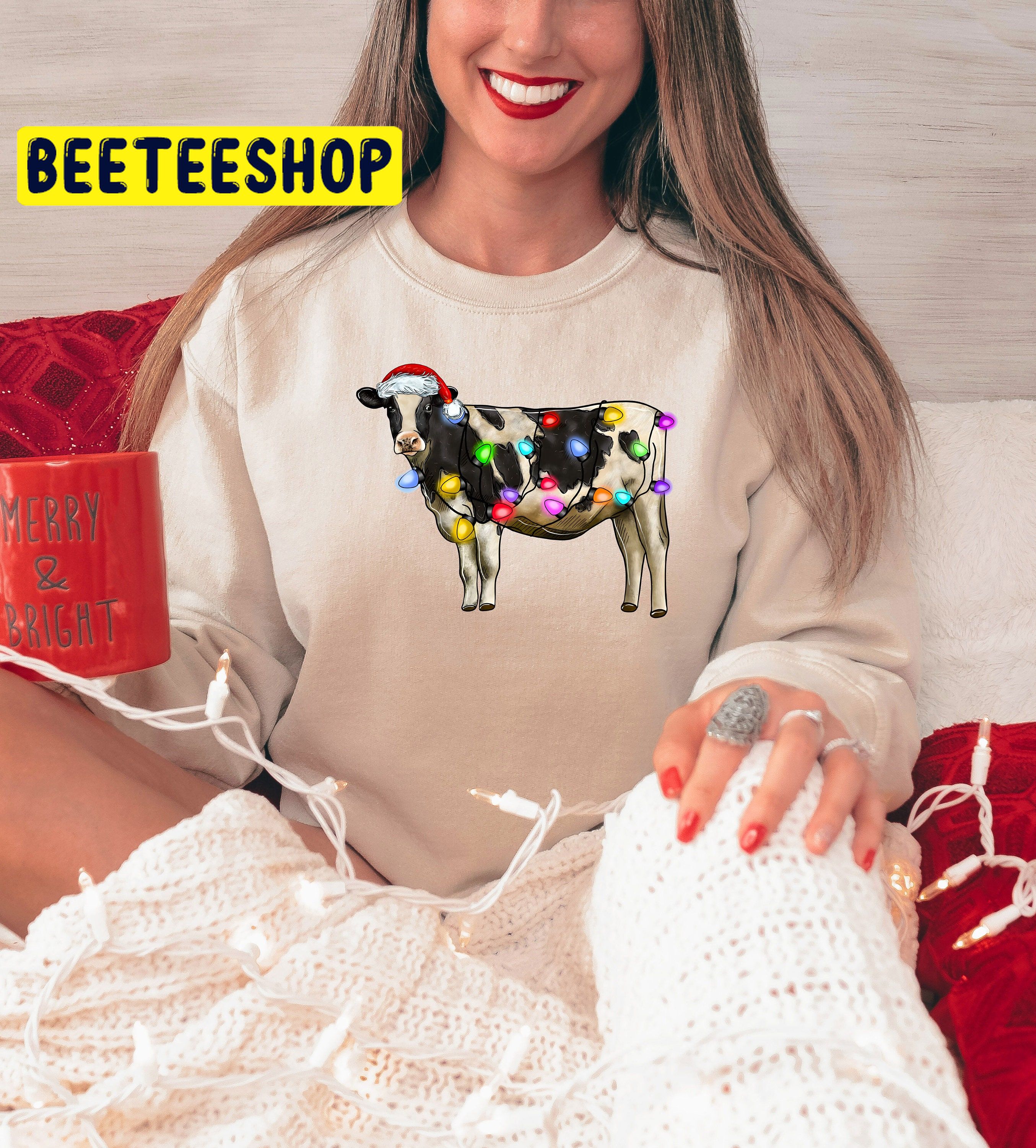 Christmas Cow Funny Cute Holiday Lover Trending Unisex Shirt