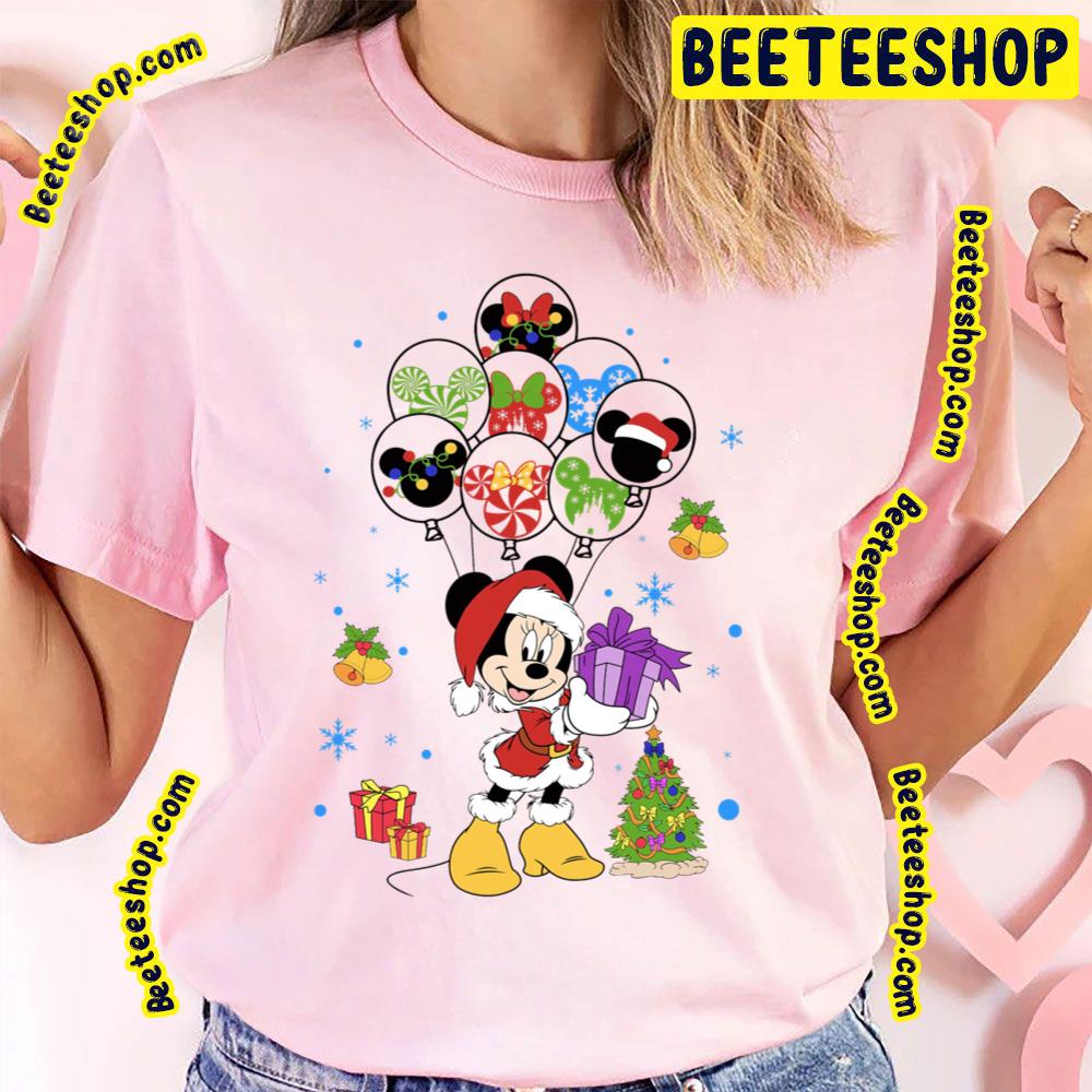 Christmas Cute Minnie Mouse With Balloons Trending Unisex T-Shirt