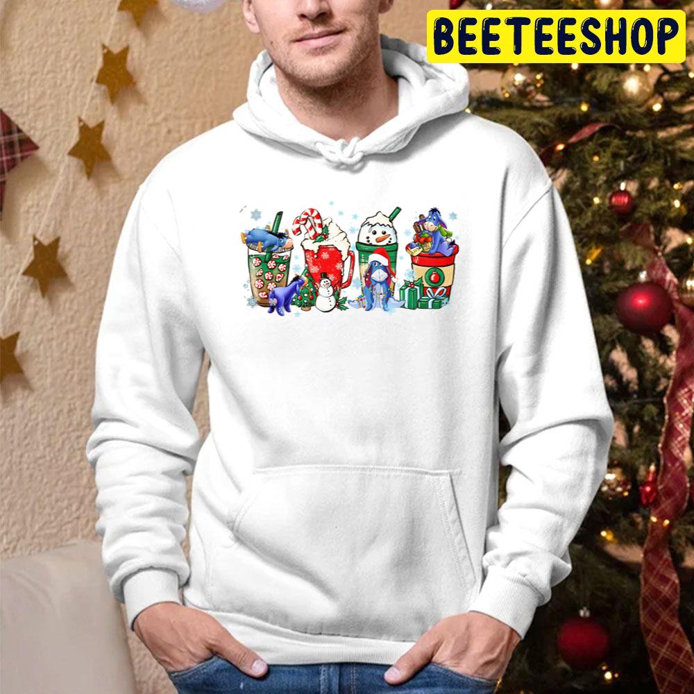 Christmas Eeyore Coffee Cartoon Pooh Winter Trending Unisex Hoodie