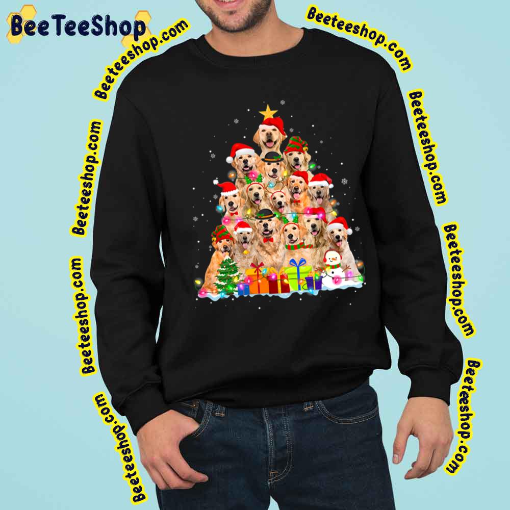 Christmas Pajama Family Of Golden Retriever Dog Tree Christmas Dog Trending Unisex Sweatshirt