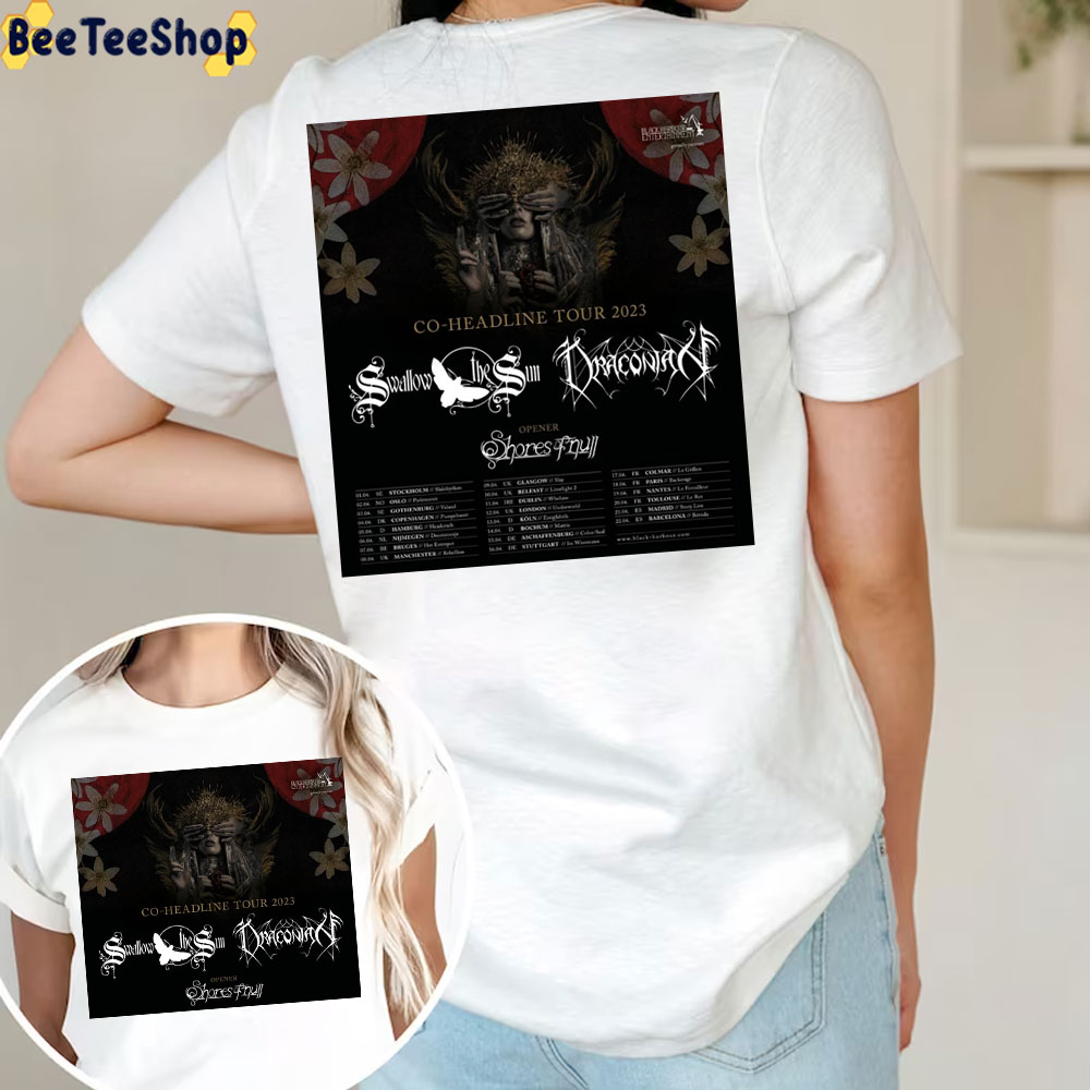 Co-Headline Tour 2023 Swallow The Sun Draconia With Dates Double Side Trending Unisex Shirt