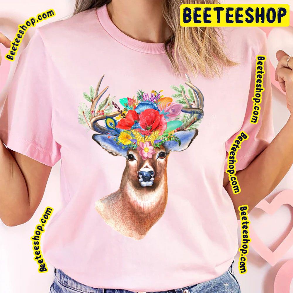 Colorful Flower Art Of The King Deer Trending Unisex T-Shirt