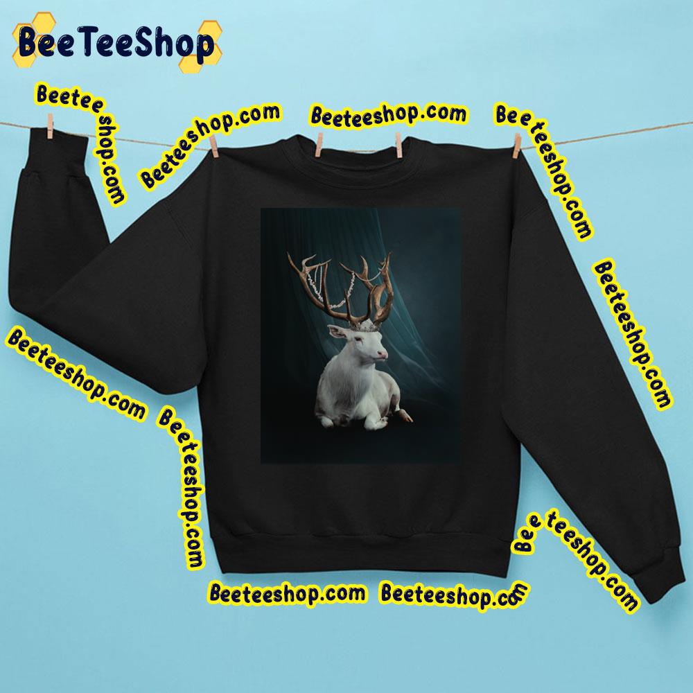 Crowning Glory White Stag With Crown And Pearls Retro Trending Unisex Sweatshirt