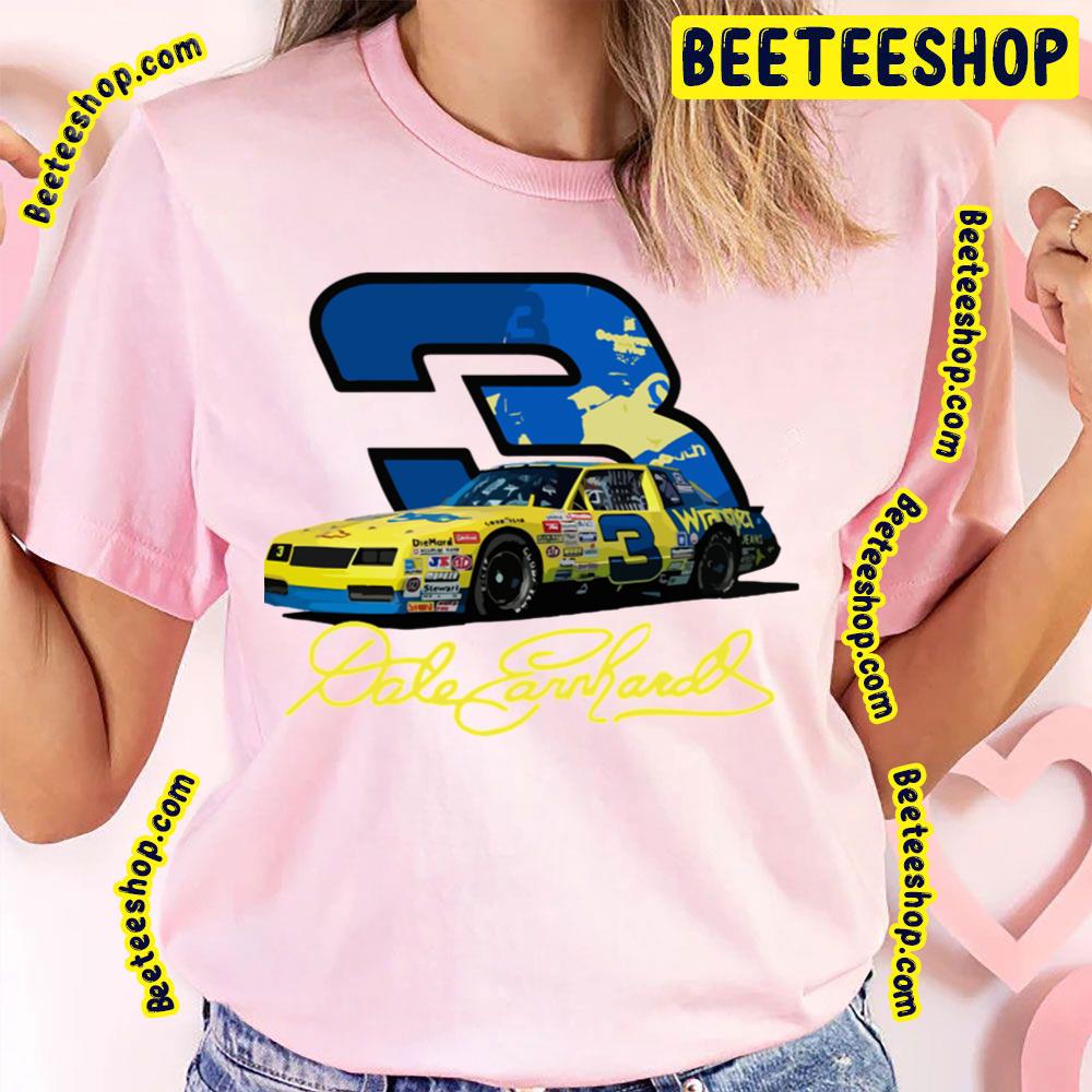 Dale Earnhardt Yellow 3 Car Retro Art Trending Unisex T-Shirt