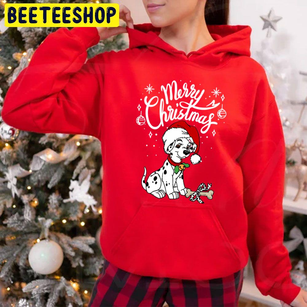 Dalmatian Puppy Dog In A Christmas Santa Hat Christmas Trending Unisex Hoodie