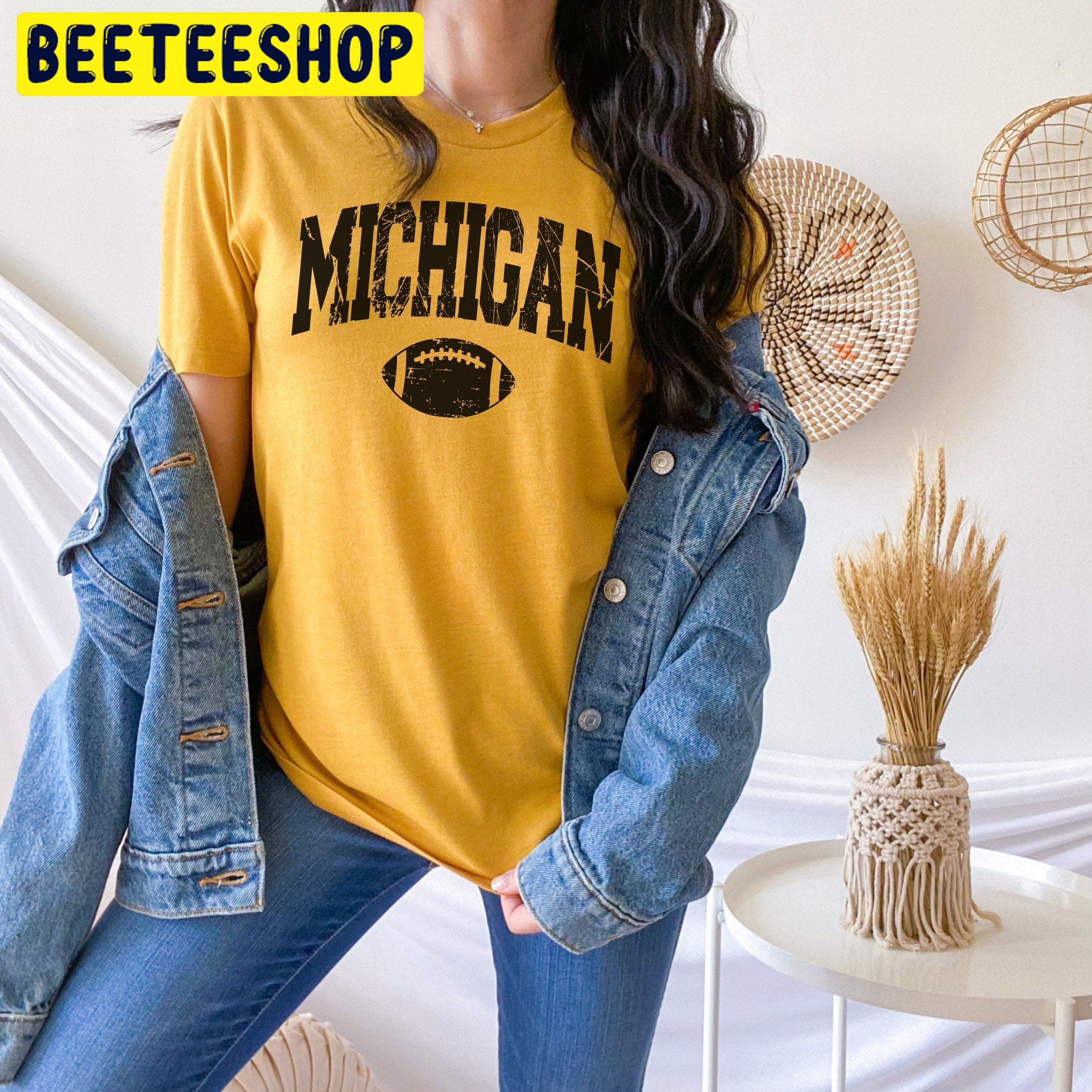 Football Michigan Graphic Cute Block Trendy Trending Unisex Shirt