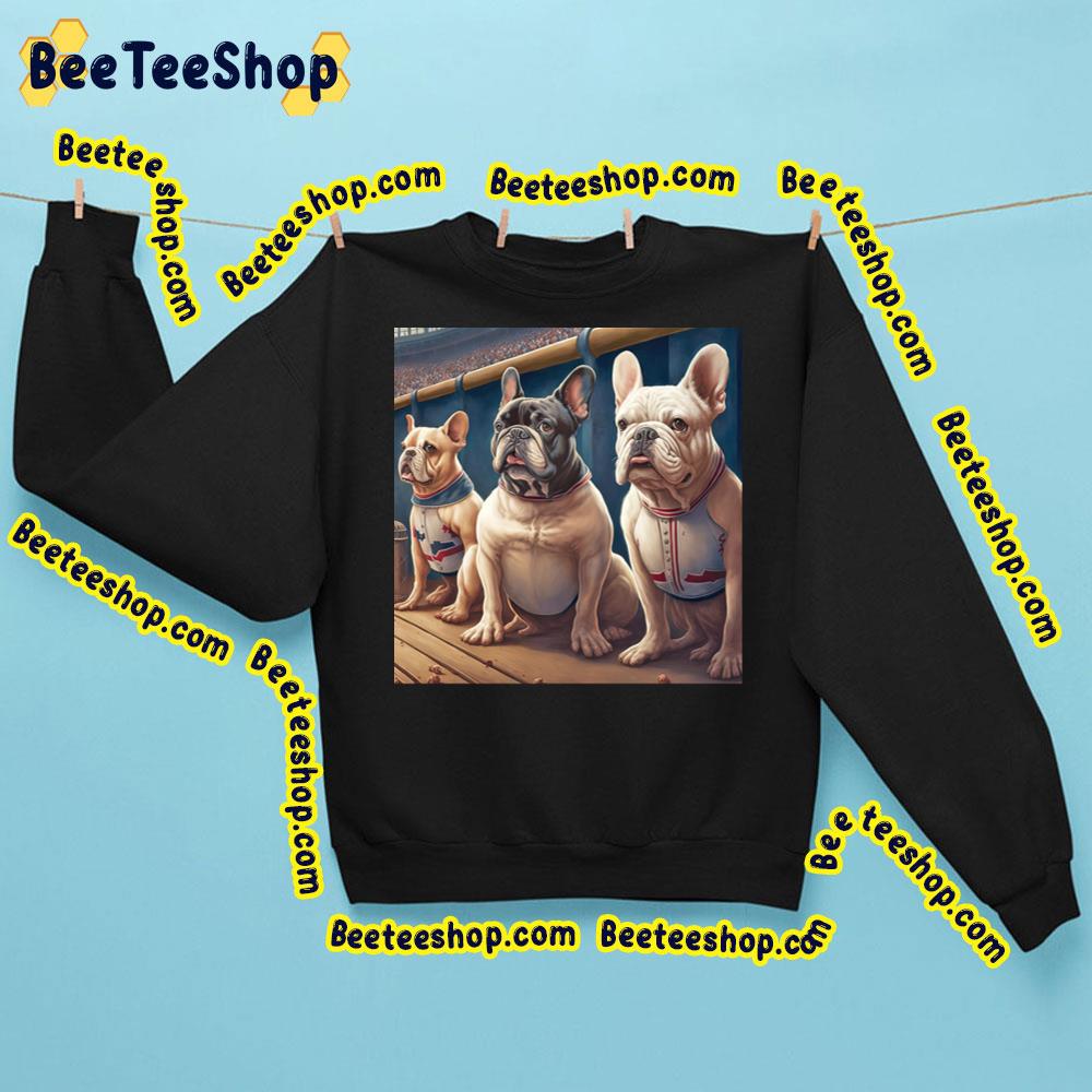 French Bulldogs At The Baseball Stadium Fanart Trending Unisex Sweatshirt