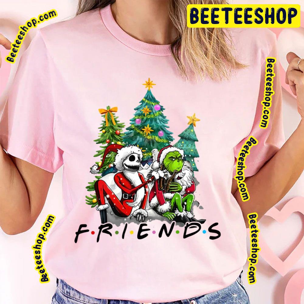 Friends Grinch Jack Skellington Christmas Trees Trending Unisex T-Shirt