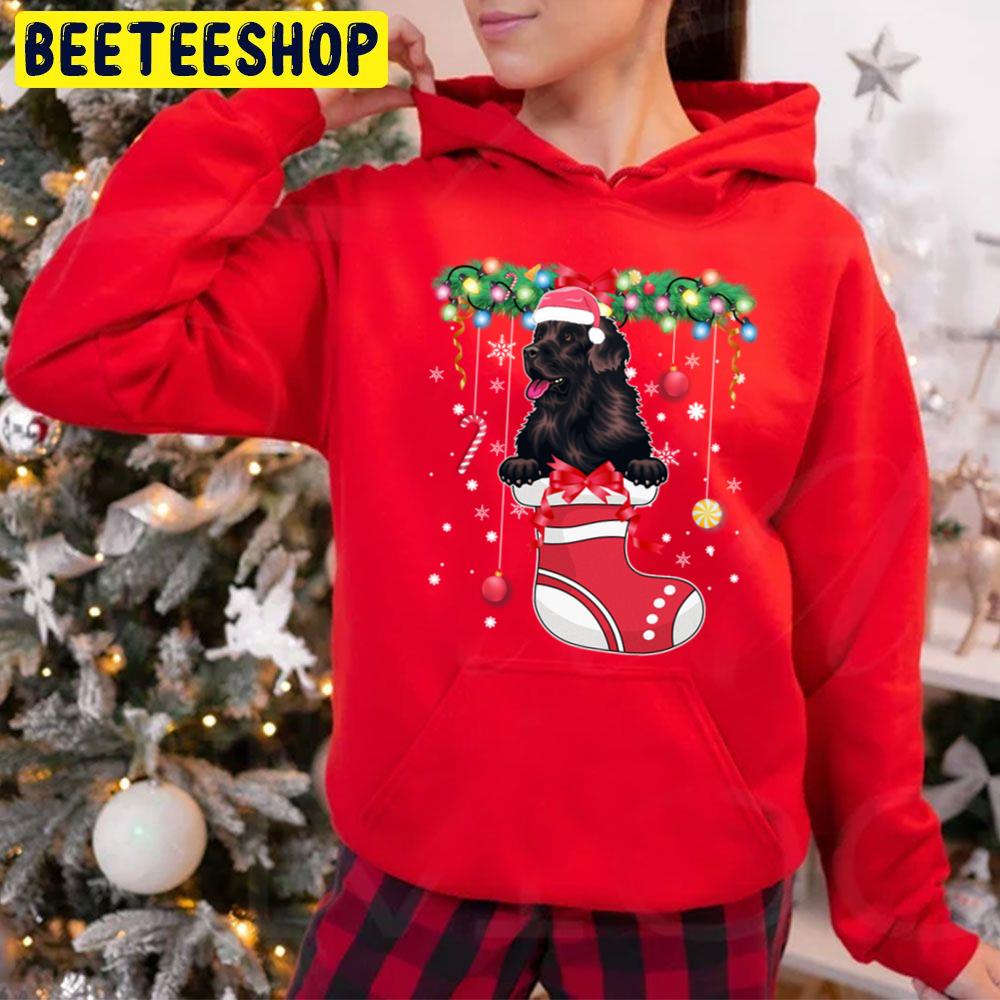 Funny Christmas Cute Dog In Christmas Stocking Trending Unisex Hoodie