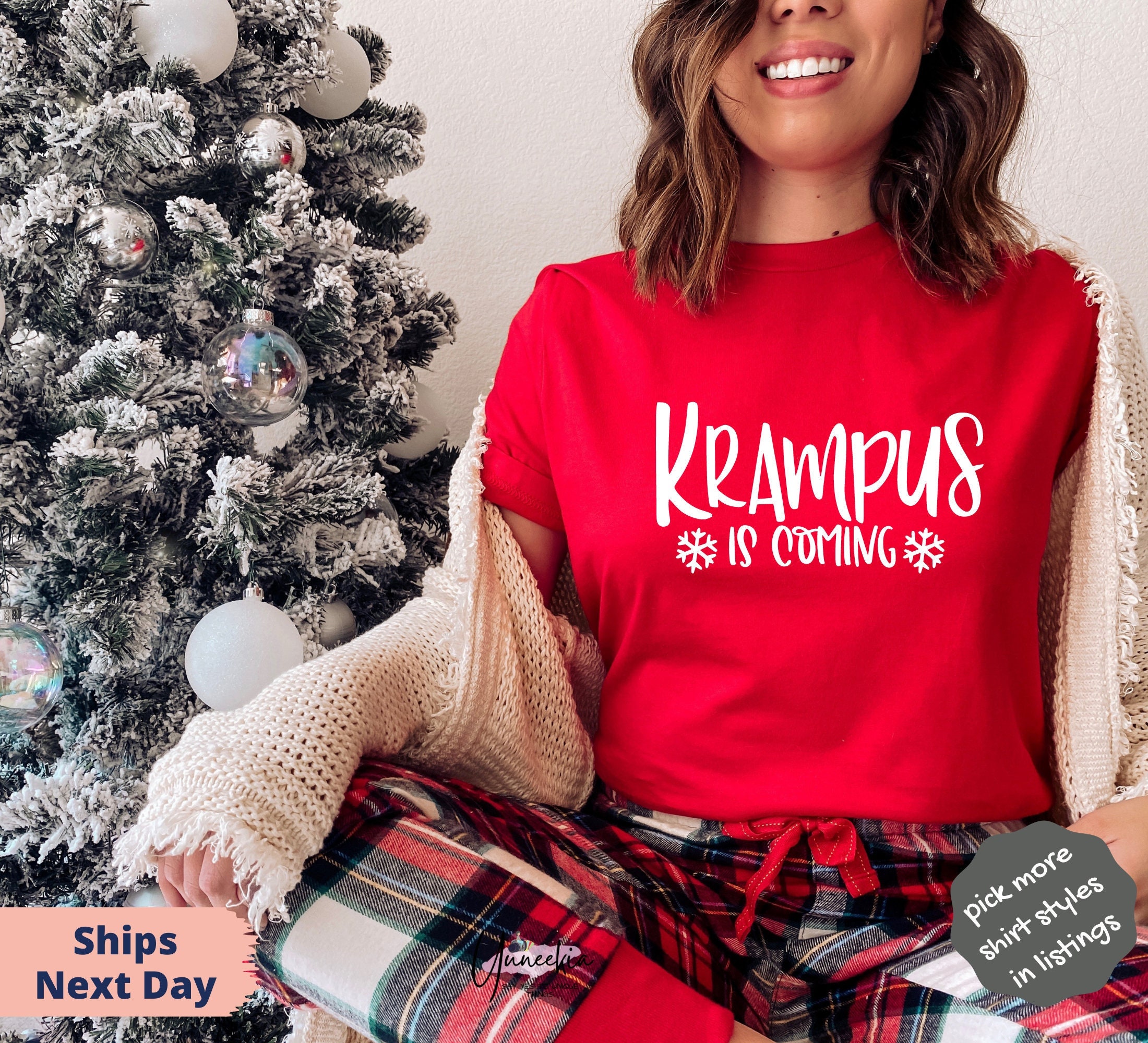 Funny Christmas Family Catching the Naughty Merry Krampus misbehaved children Trending Unisex Shirt