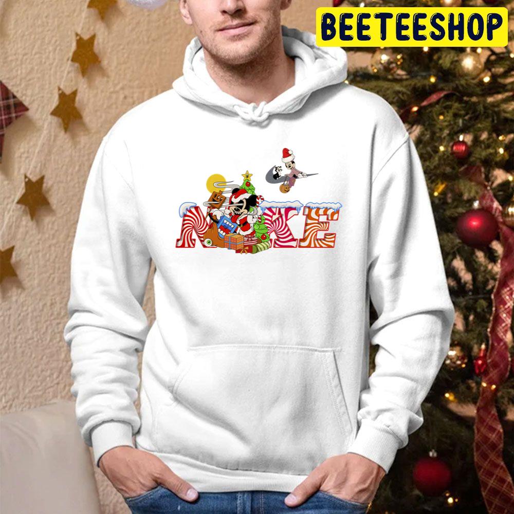 Objetor Alegre mezcla Funny Mickey And Minnie Nike Logo Christmas Trending Unisex Hoodie -  Beeteeshop
