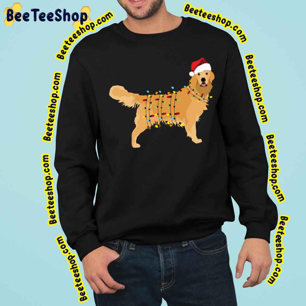 Golden Retriever Holiday Christmas Light Led Fairy Trending Unisex Sweatshirt