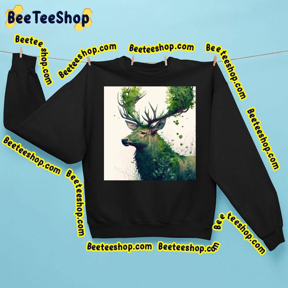 Green Deer King For Fans Graphic Art Vintage Trending Unisex Sweatshirt