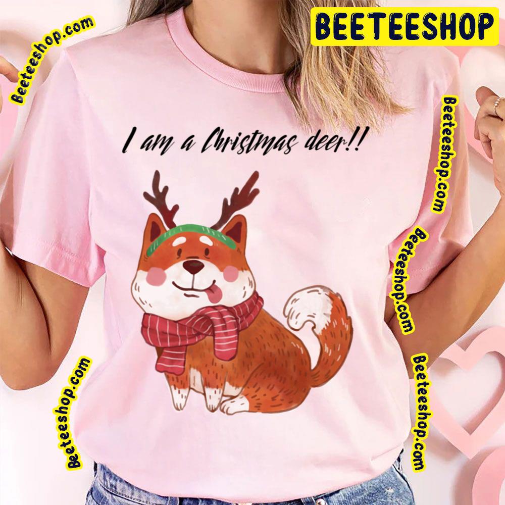 Happy Christmas Doggo Cosplay Deer Cute Art Trending Unisex T-Shirt