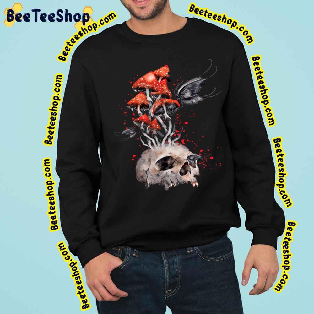 Human Skull With Poisonous Fly Agaric Trending Unisex Sweatshirt