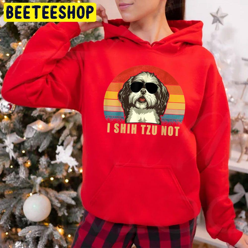 I Shih Tzu Not Dog Bearded Collie Vintage Art Trending Unisex Hoodie