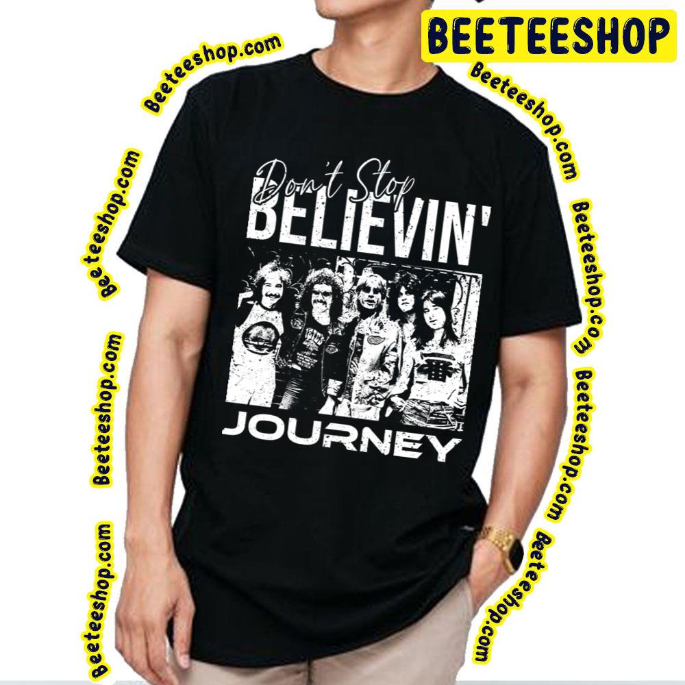 Journey The Band Don’t Stop Believin White And Black Art Trending Unisex T-Shirt