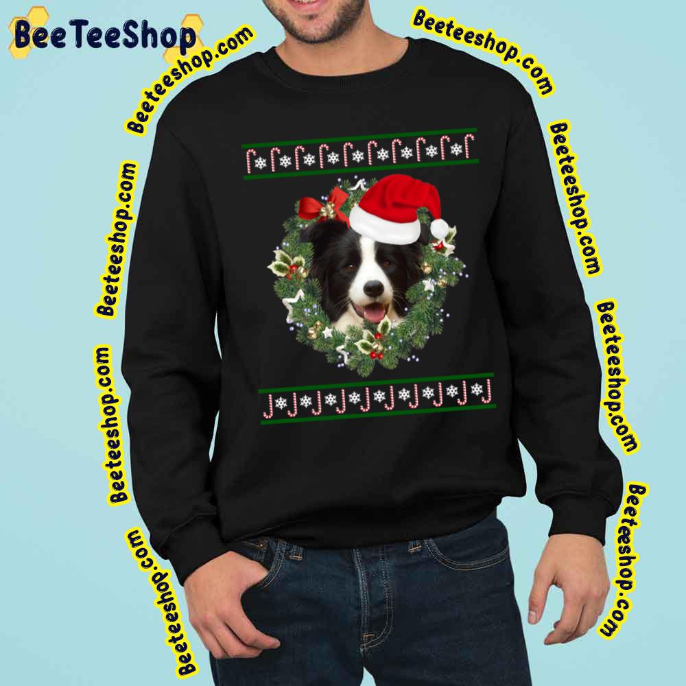 Kopie Von Border Collie Dog With Santa Hat Trending Unisex Sweatshirt