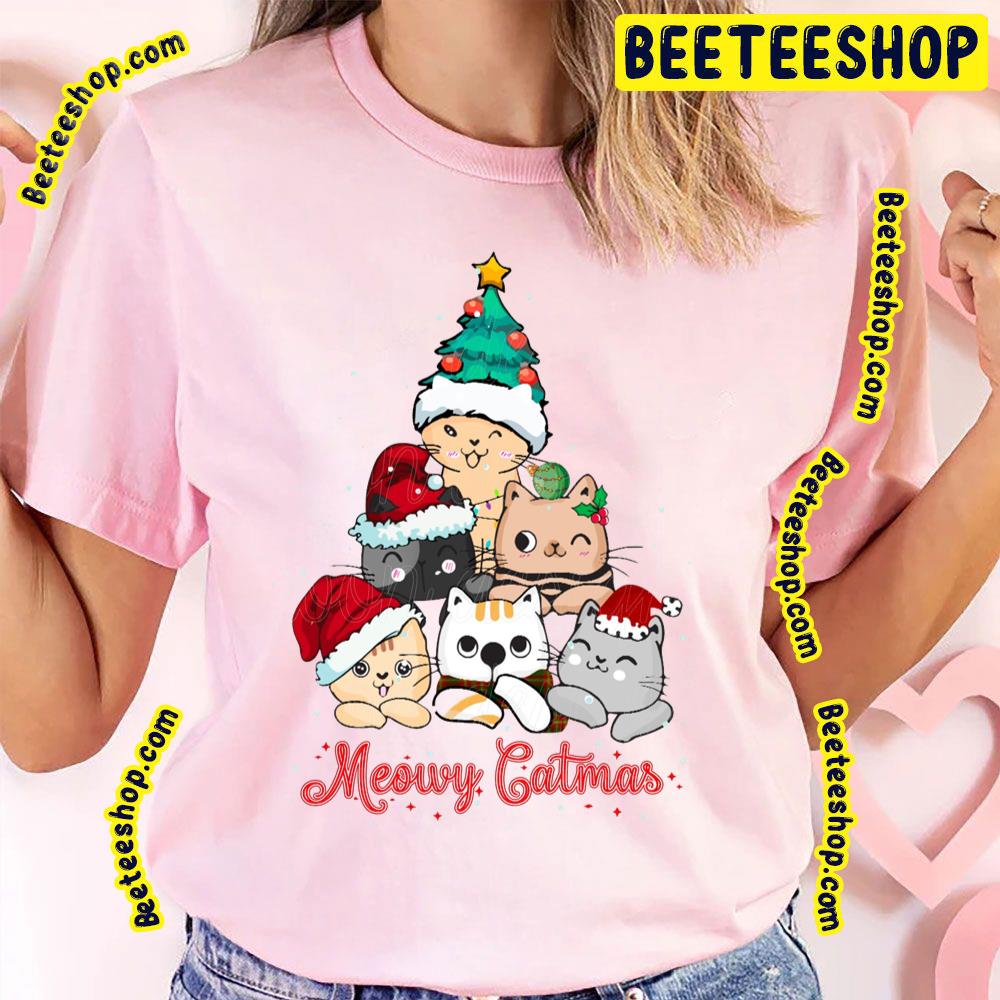 Meowy Catmas Christmas Tree Cat Lover Trending Unisex T-Shirt