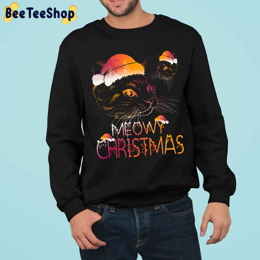 Meowy Retro Vintage Pink Santa Claus Christmas Trending Unisex Sweatshirt