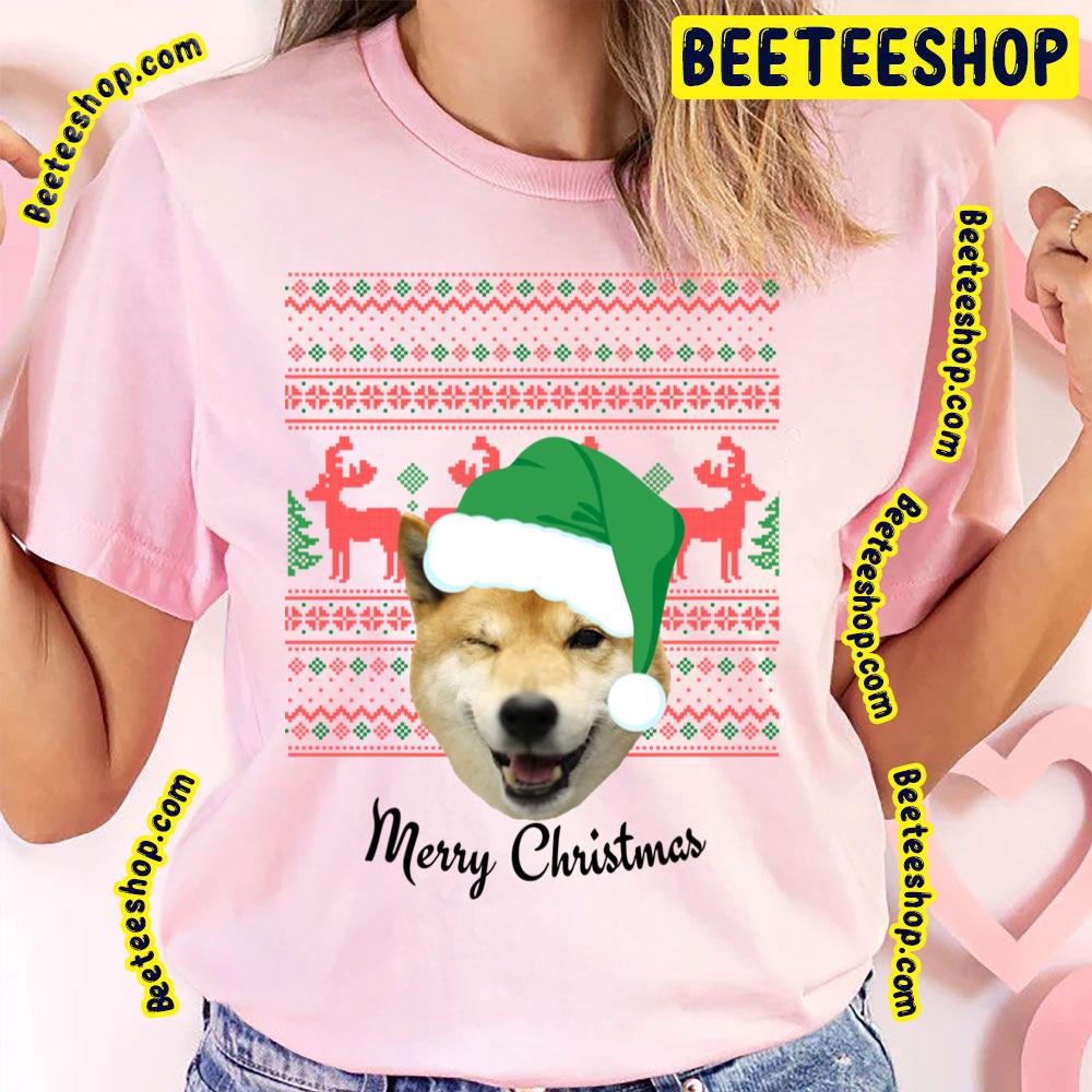 Merry Christmas Doge Cute Emotion Art Vintage Trending Unisex T-Shirt