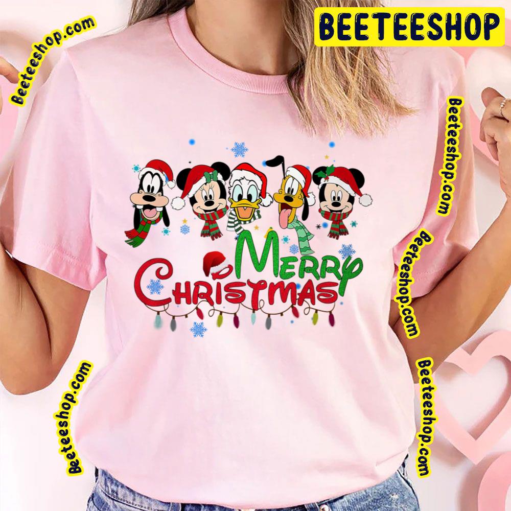 Merry Christmas Mickey Minnie Mickey Goofy Daisy Donald Pluto Trending Unisex T-Shirt