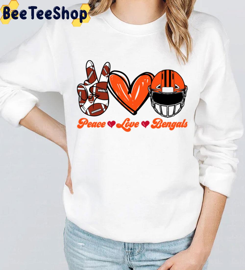 Peace Love Bengals Team Funny Art Football Trending Unisex Sweatshirt