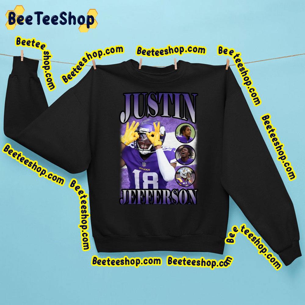 Purple Art Of Justin Jefferson Funny Vintage Art Football Trending Unisex Sweatshirt