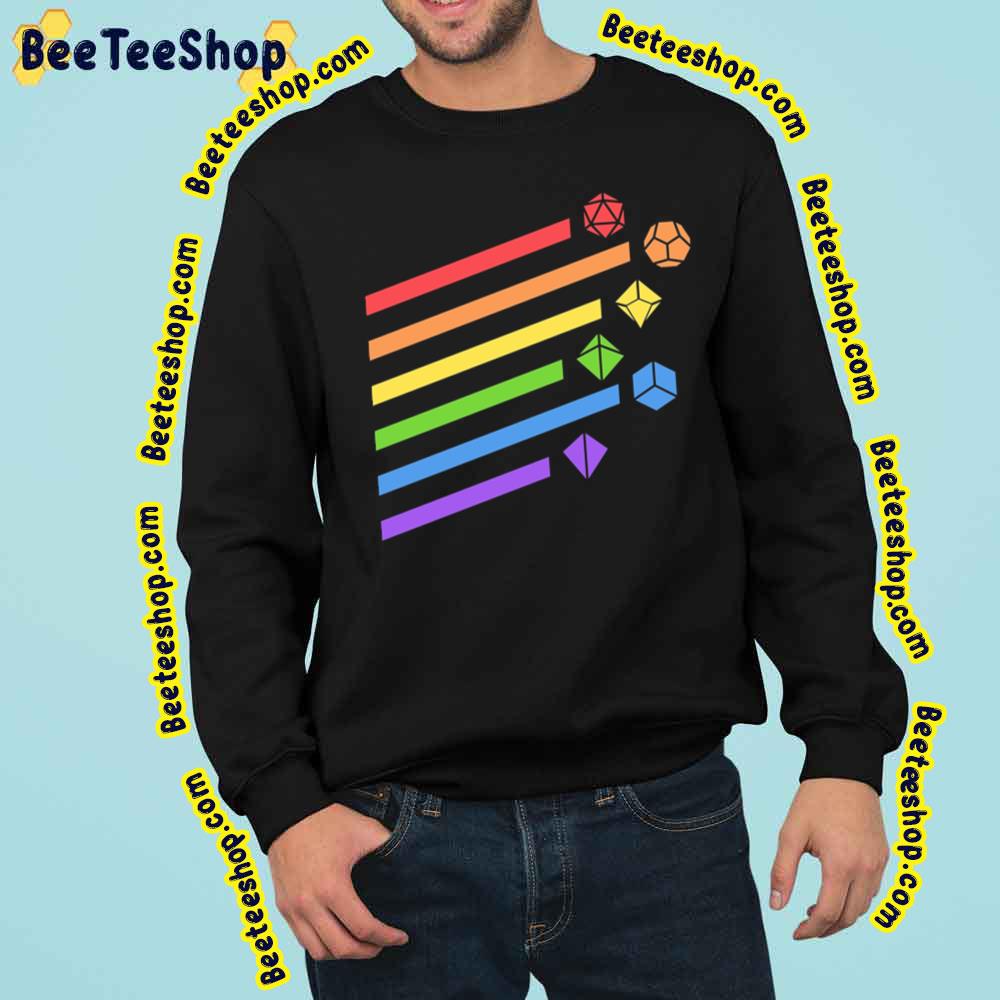 Rainbow Dice Set Tabletop Rpg Gaming Graphic Trending Unisex Sweatshirt