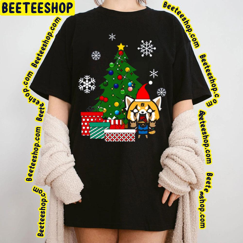 Red Panda Aggretsuko Anime Around The Christmas Tree Trending Unisex  Sweatshirt - Beeteeshop