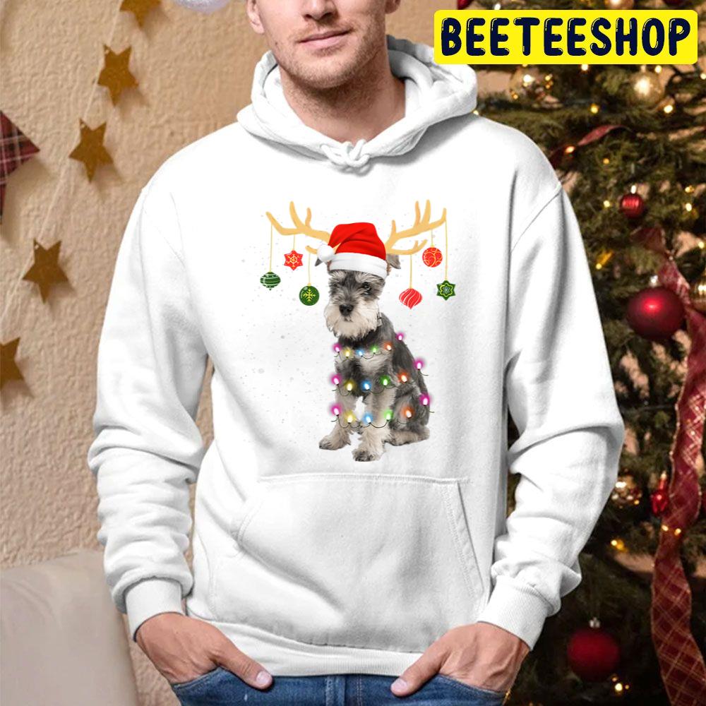 Reindeer Miniature Schnauzer Dog Santa Hat Christmas Xmas Trending Unisex Hoodie