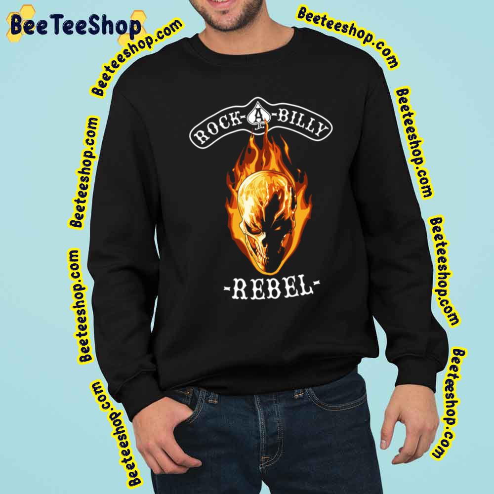 Rockabilly Rebel Flaming Skull Trending Unisex Sweatshirt