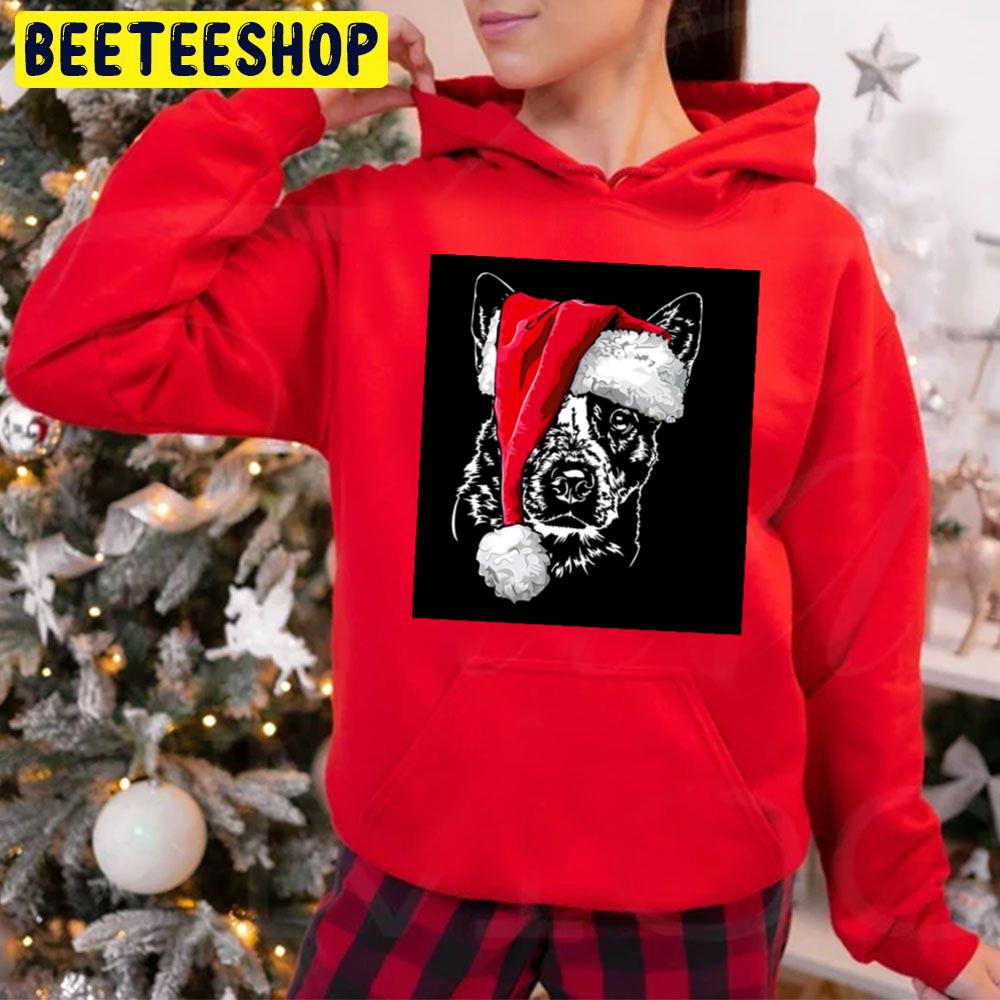 Santa Australian Cattle Dog Heeler Christmas Vintage Trending Unisex Hoodie