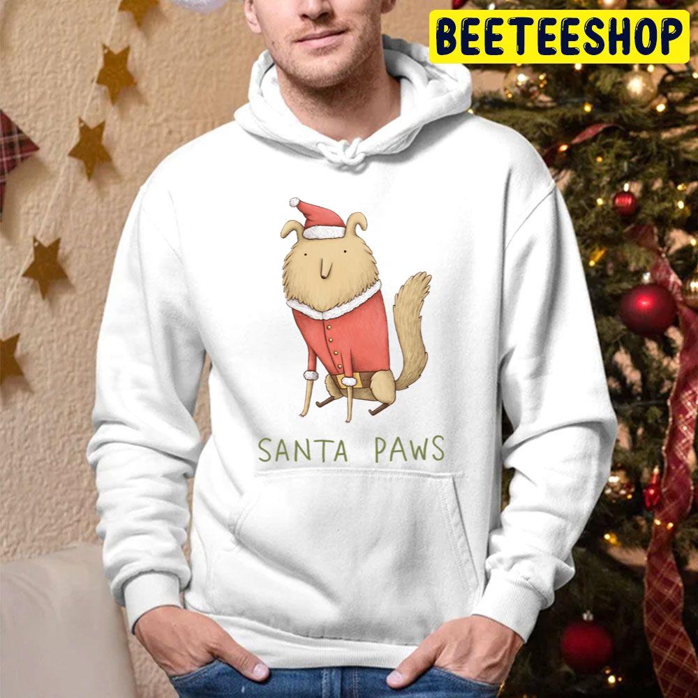 Santa Paws Merry Christmas Funny Art Trending Unisex Hoodie