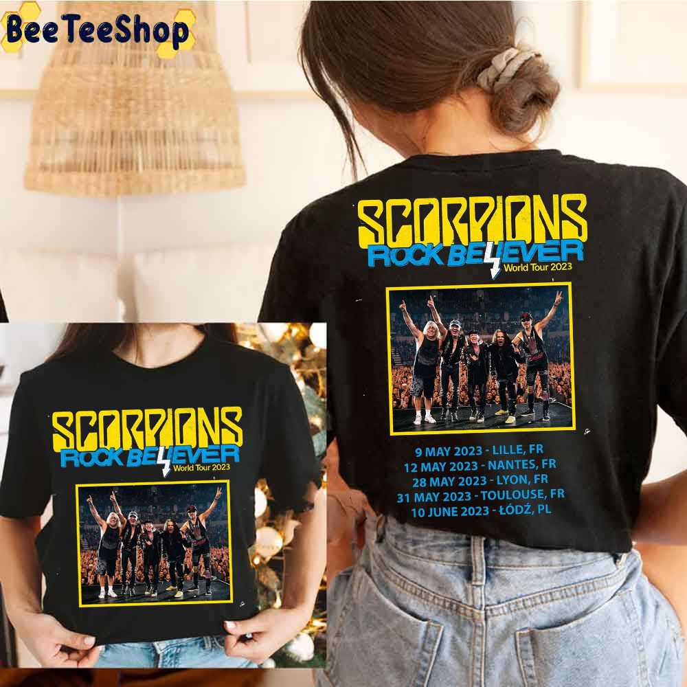 Scorpions Rock Believer World Tour 2023 With Date Double Side Trending Unisex Shirt