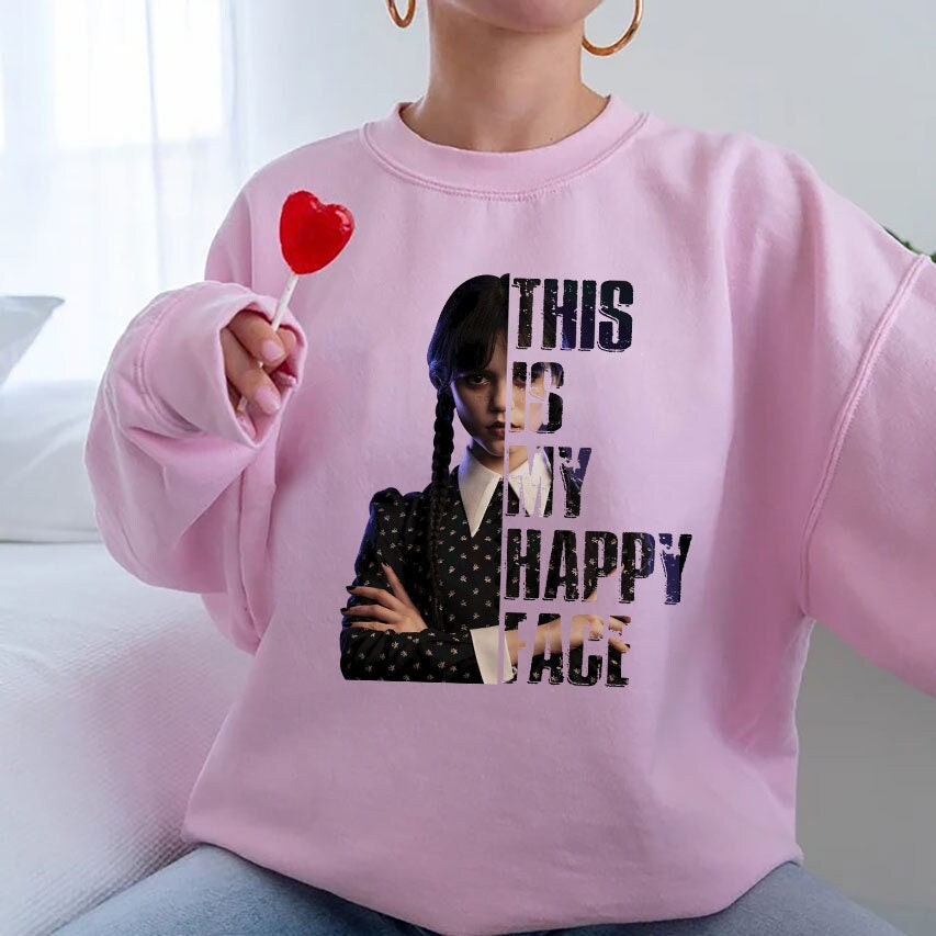 This Is My Happy Face Jenna Ortega Wednesday Addams New 2022 90s Vintage Trending Unisex Shirt